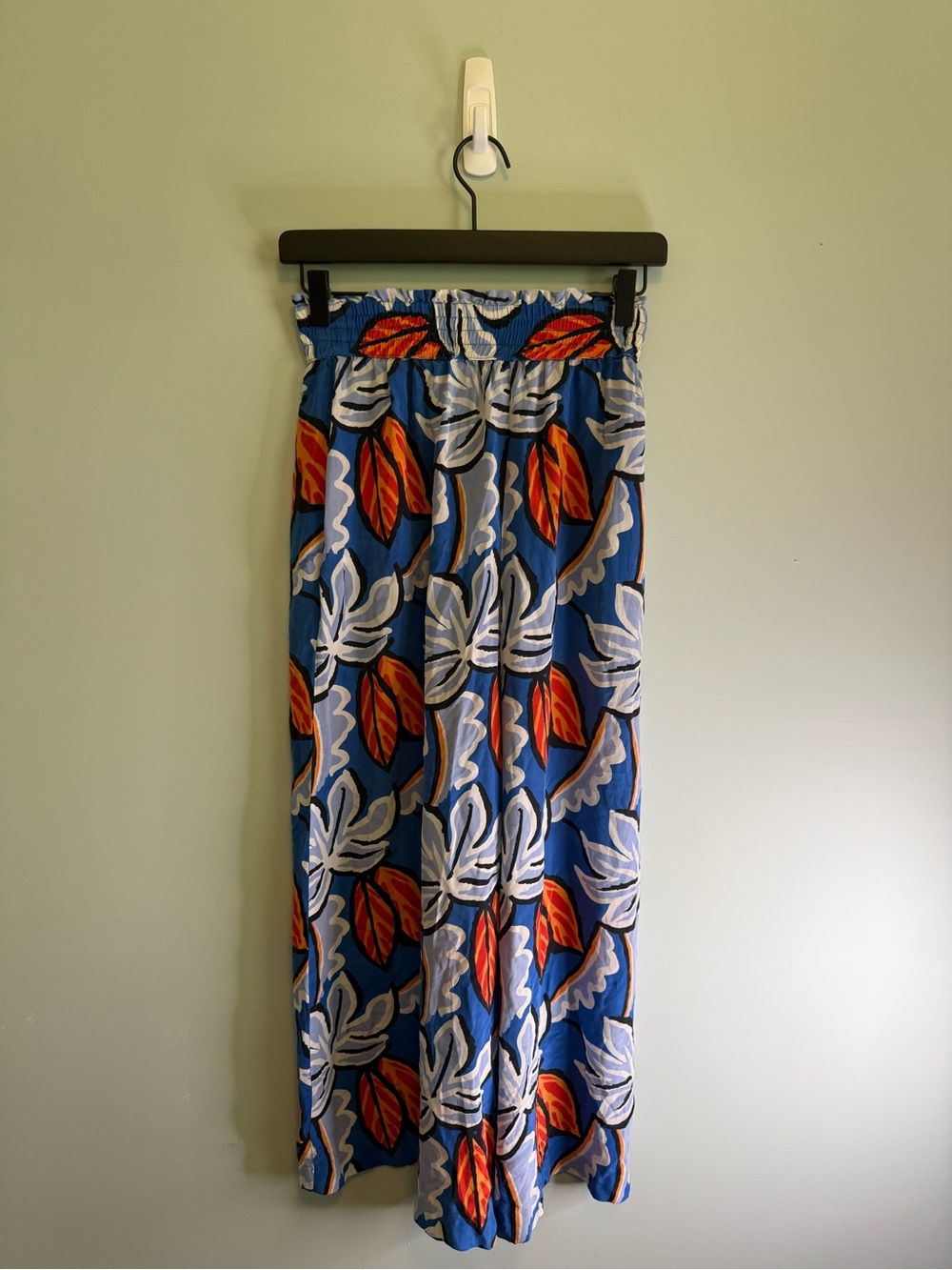 VTG 100% Silk Wide Leg Pants - Size S - Bold Tropical Print - Made in Korea